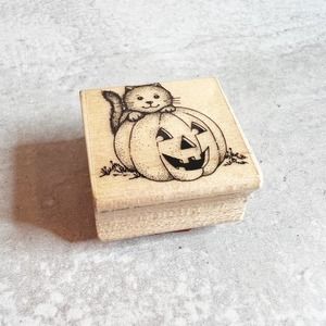 Halloween cat jack-o-lantern pumpkin rubber stamp crafting holiday greeting card